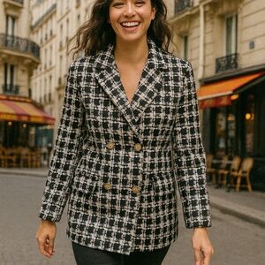 Camisa Stylish Black and White Women's Blazer